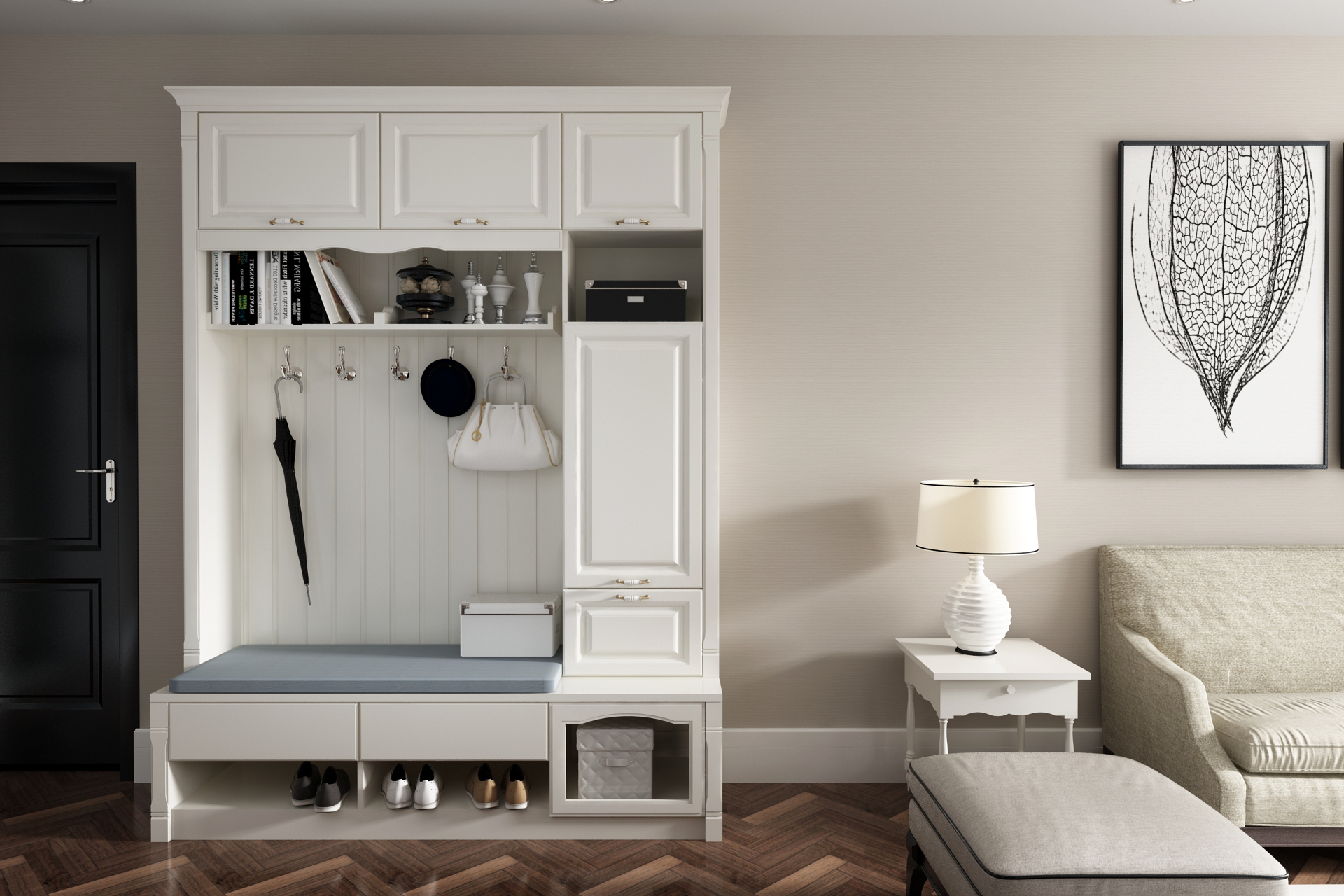 全鋁鞋柜-02（風(fēng)格：簡歐；顏色：暖白）