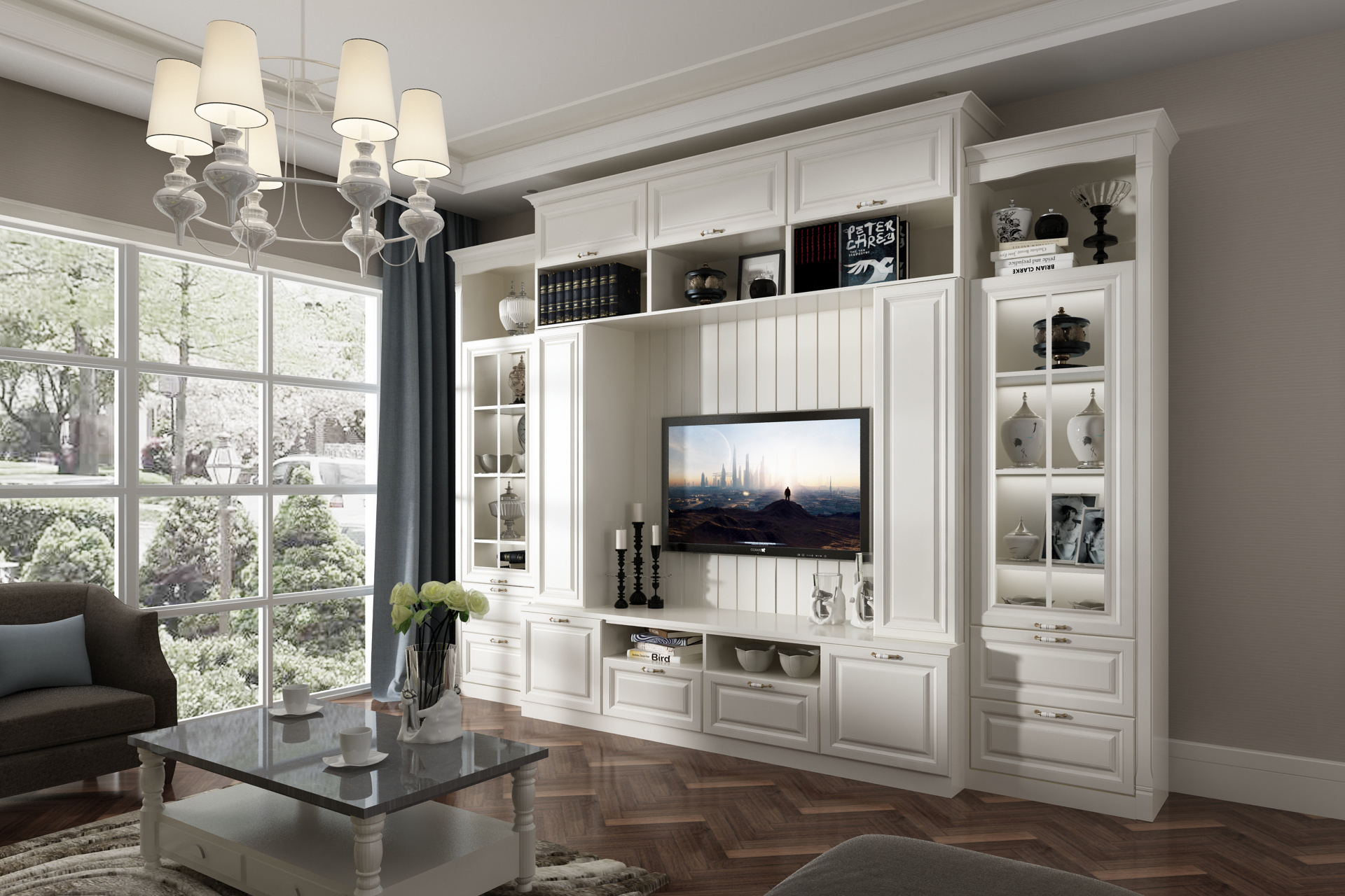 全鋁電視柜-02（風格：簡歐；顏色：黃橡）